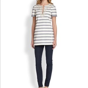 Tory Burch Kirsten Embellished Striped Tunic